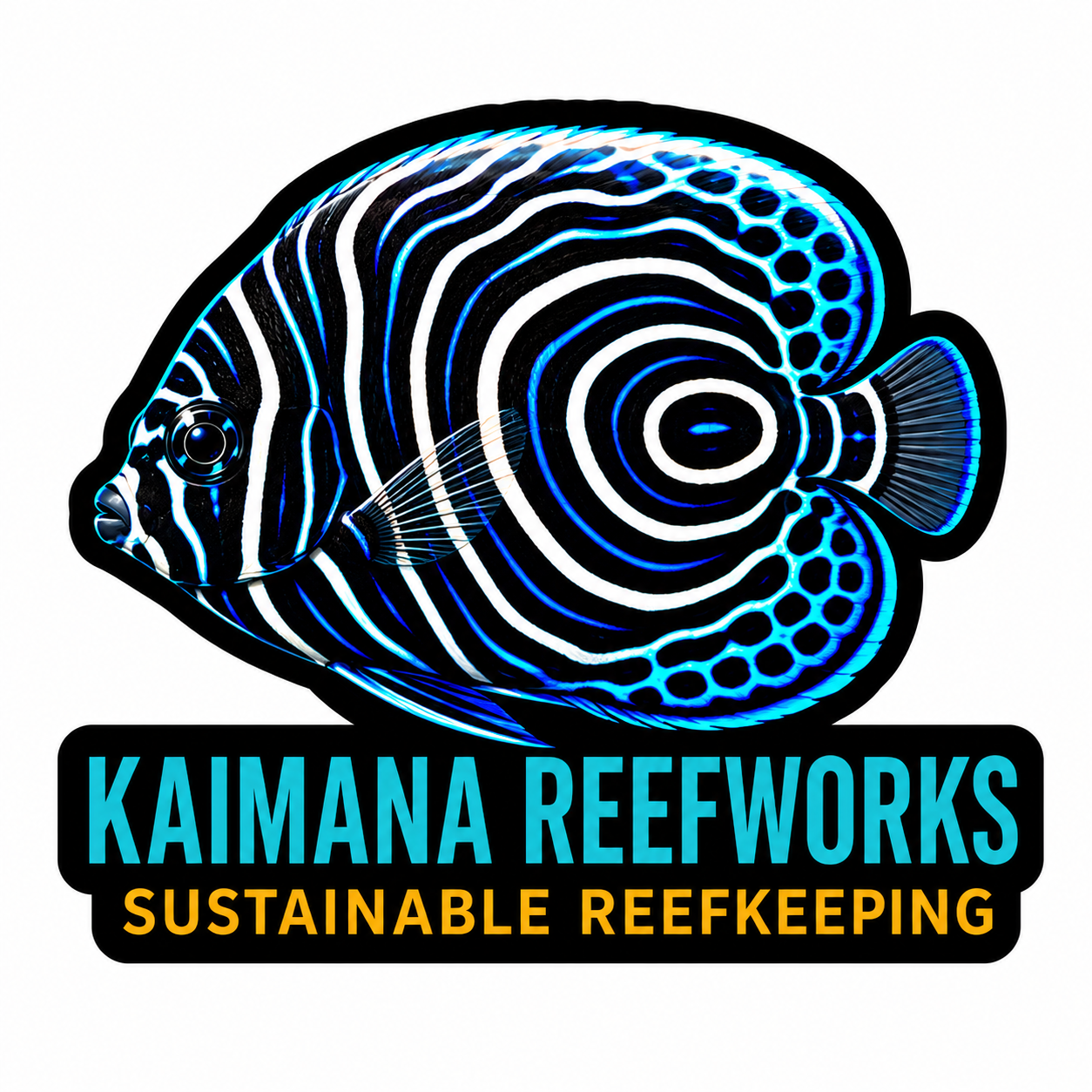 Kaimana Reefworks Sticker — Emperor Angelfish