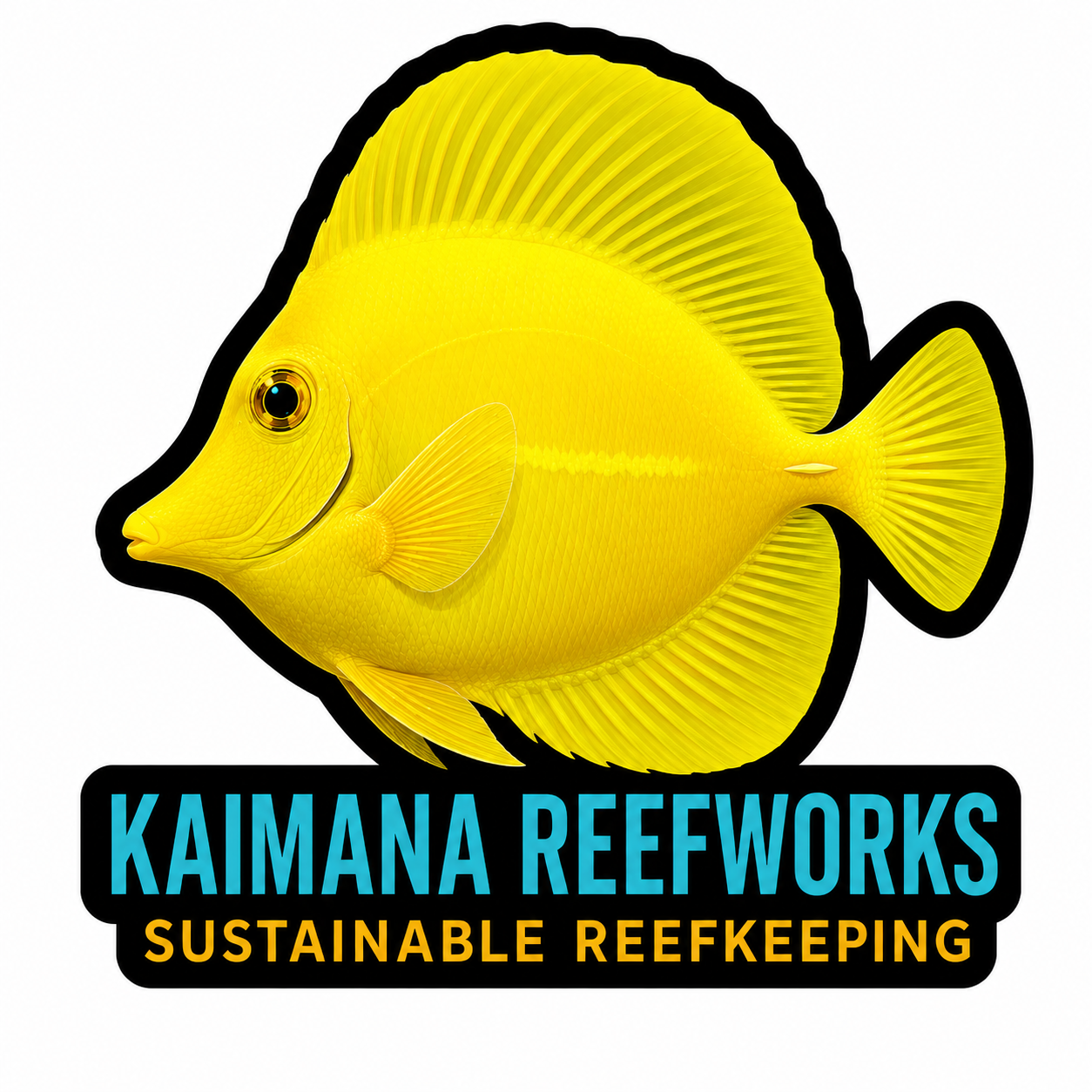 Kaimana Reefworks Sticker — Hawaiian Yellow Tang